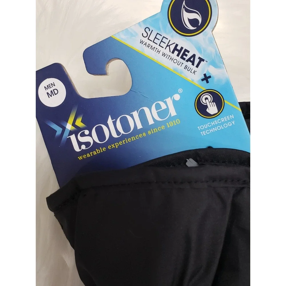 Isotoner‎ SleekHeat Packable Gloves Men's Medium SmartDri Black Touchscreen NEW